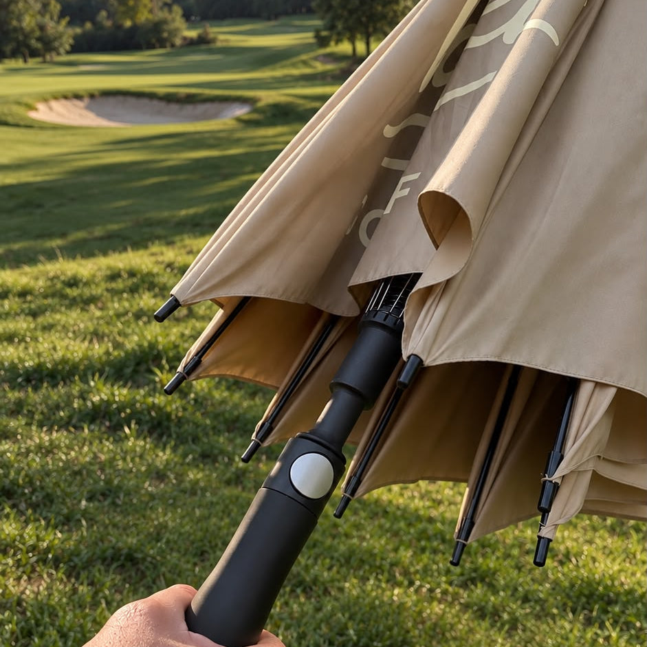 Valley Golf Co beige golf umbrella
