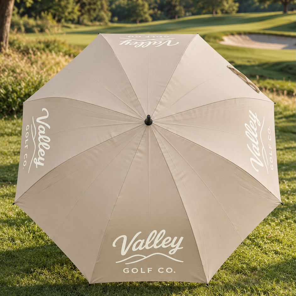 Valley Golf Co beige golf umbrella