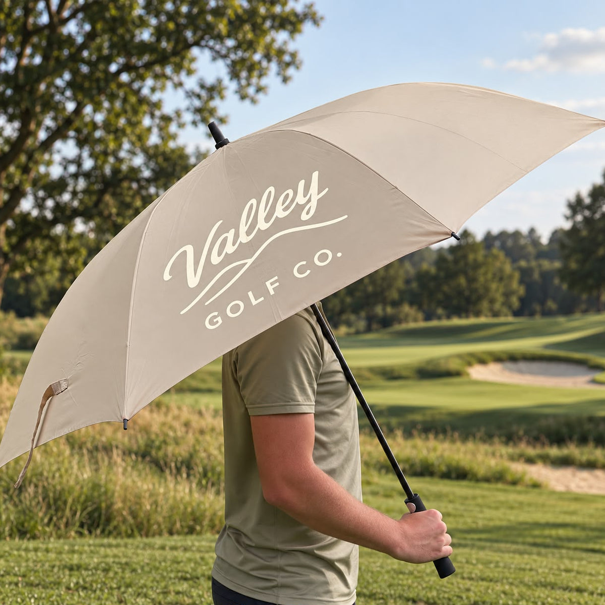 Valley Golf Co beige golf umbrella